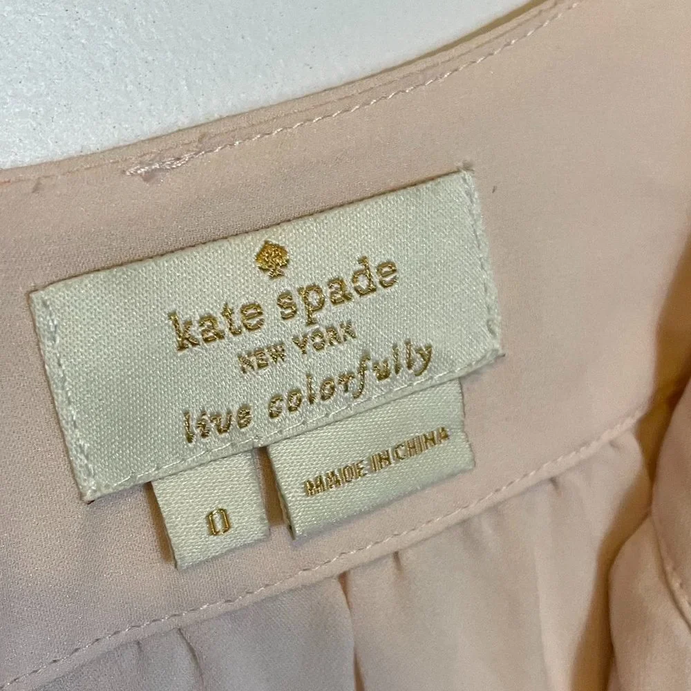kate spade Blush Silk Cap Sleeve Blouse Top